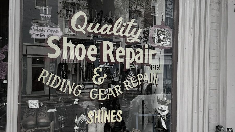 Shoe repair business window decal